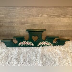 Vintage Tole Painted Wooden Trinket Shelf